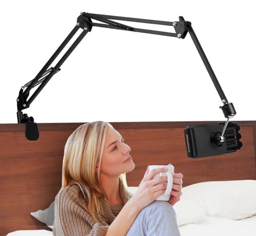 Tablet Halterung Bett 360° Drehbar Tablet Ständer für Bett, Verstellbar Handy Halterung Tablet Halter mit Stabilem Metallarm, Tablet Halterung Arm Kompatibel mit 4.7-7 Zoll iPad Mini Tablets Telefone