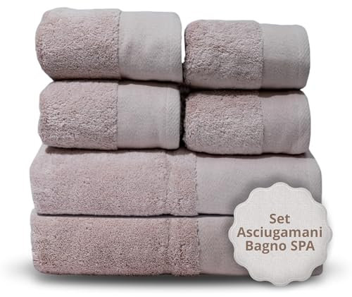 casaviva - Set Asciugamani Bagno 100% Cotone Sublime 750 GSM - Cotone Oeko-Tex Extra Morbido e Assorbente - Set 6 Pezzi - ROSA CIPRIA