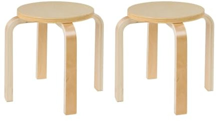 Home4You Kinderhocker Sitzhocker | 2er Set | Birkenholz | Naturfarben