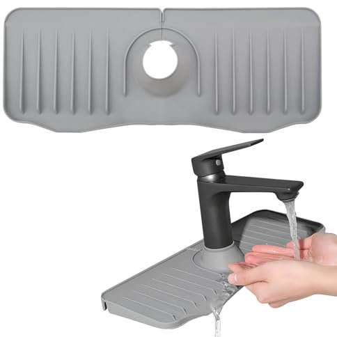 TNSLAND Silikon-Wasserhahn-Matte, Wasserhahn-Spritzschutz, Wasserfänger-Matte, Silikon-Wasserhahn-Griff, Tropffänger-Tablett, für Küche und Badezimmer Arbeitsplatte schützen