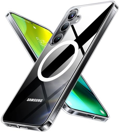 TORRAS für Samsung Galaxy S24 Hülle [NO.1 Anti-Vergilbung & TOP Militärschutz] Magnetisch Samsung S24 Hülle Extrem Stoßfest Kratzfestigkeit Samtige Touch Dünn Samsung Galaxy S24 Hülle Transparent