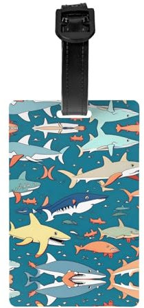 Gepäckanhänger mit Haifisch-Motiv, für Koffer, Rucksack, Reisetasche, Gepäckanhänger, Adresskarte, Namensschild, Identifikationsetiketten