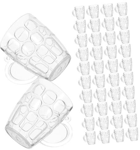 OUNONA 50 Pièces Mini Chope à Bière En Plastique Petits Ornements De Maison Mini Tasse Maison Chopes Miniatures à Bière Petites Maisons Décor Pp Extérieur Petite Résine Réutilisable