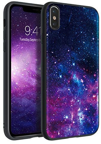 BENTOBEN for iPhone X/XS Phone Case, Glow in the Dark Nebula Galaxy Pattern Soft Silicone Slim Flexible Bumper Shockproof Women Men Protective Case for iPhone X/XS - Purple