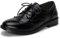 Scarpe Brogue da donna con punta ad ala Oxfords in pelle verniciata con lacci tacco basso décolleté business appartamenti signora vintage brogue, Nero , 42 EU