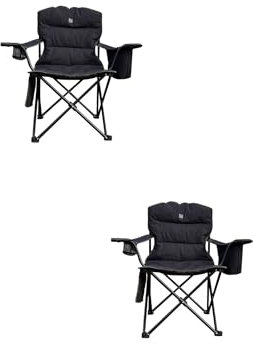 OLPRO Outdoor Leisure Products Henwick Heavy Duty Padded Folding Camping Chair for Adults, Ideal for Camping, Garden, and Picnic. cooler bag, wine glass holder and cup holder. Set of 2