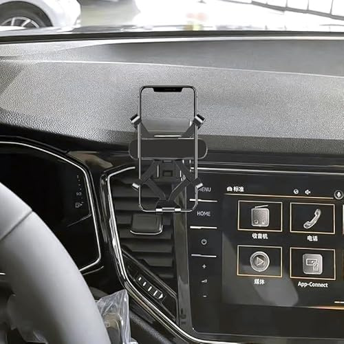 GXQKHFA Auto-Halterung für 2017-2022 VW T-ROC, Schwarz, für 4-7 Zoll Smartphones, Kunststoff, Aluminium, Fahrzeugmontage, Einstellbar, Automobilzubehör