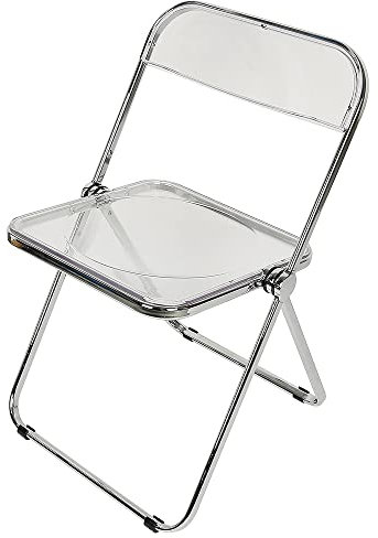 Willonin Transparent Stuhl, Klappstuhl Modern,Chrom Rahmen, Geeignet für Esszimmer,Wohnzimmer, Glasklar, durchsichtiger,Acryl, 1 Stück, 46 x 46 x 75 cm (Weiß)