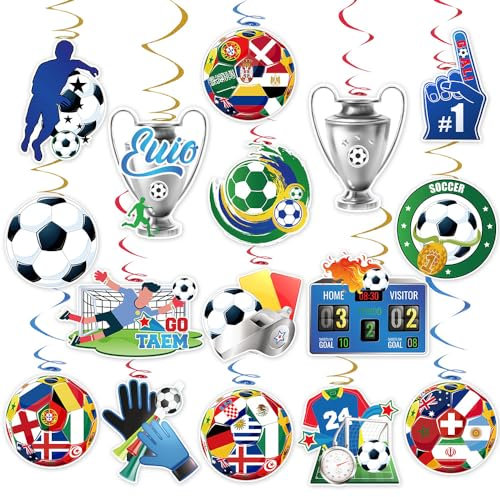 32 Stück 2024 Fußball EM Deko Hängende Wirbel, Deutschland EM Deko 2024 mit 32 Stück Hängende Wirbel für Fußball Europameisterschaft 2024 Sportvereine Bar Geburtstag Party Deko
