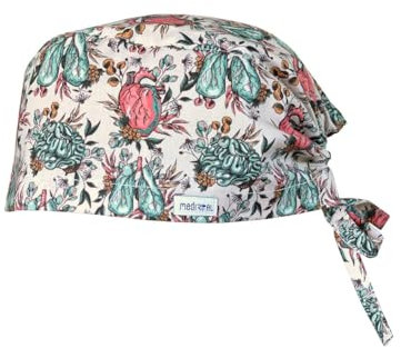 MEDIZAL FASHION - OP Haube mit Schnüren, Arzt Kostüm Zubehör Unisex, Hauben Stoff Wiederverwendbare, Krankenschwester Zubehör Baumwolle, Arzt Haube, Medizinische Kappe - Pflanzenanatomie