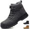 COOU Sicherheitsstiefel Herren Damen Leicht Wasserdicht Arbeitsschuhe mit Stahlkappe Sicherheitsschuhe Rutschfest Arbeitsstiefel Grau 40