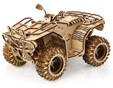 Hallisun 3D Holzpuzzle für Erwachsene, Motorrad 3D Holzpuzzle Mechanischer Modellbausatz, Holzmodell ATV Quad Bike, Vintage Konstruktionsbastelset, DIY Weihnachtsgeburtstagsgeschenke, 417 Teile