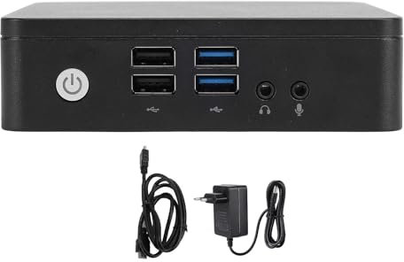 X5 Z8350 Micro-PC, 4 GB RAM, 64 GB SSD, Kleiner Desktop-Computer, 4K-Dualband-Gigabit-Ethernet mit 10 für Home-Office-Gaming (EU-Stecker)