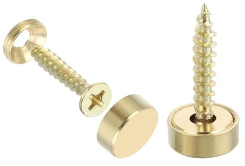 Generic 8Pcs Brass Decorative Mirror Screws with Caps, Gold, 12 mm, 4 mm x 23 mm