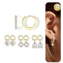 YADOCA Silber 925 Ohrringe und Charme Set für Damen - Hypoallergen Klein Creolen Schlafen - Schmuck in Silber/Gold
