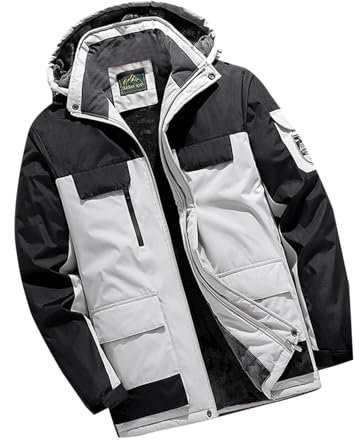 UHouse Winterjacke Herren Skijacke Wasserdicht Winter Jacke Gefütterte Regenjacke Outdoor Softshelljacke Dicke Fahrradjacke Oversized Herren-Jacken Warme Wanderjacke Angebote Des Tages Heute Weiß XL