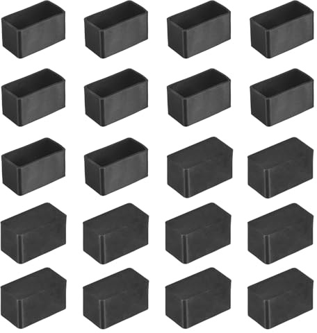 M METERXITY 20-Pack Rectangle Chair Leg Caps, 0.78 x 1.57 (20 x 40mm) PVC Chair Leg Floor Protectors for Chairs/Table/Bed, Furniture Feet Covers Cups Non-Slip End Tips