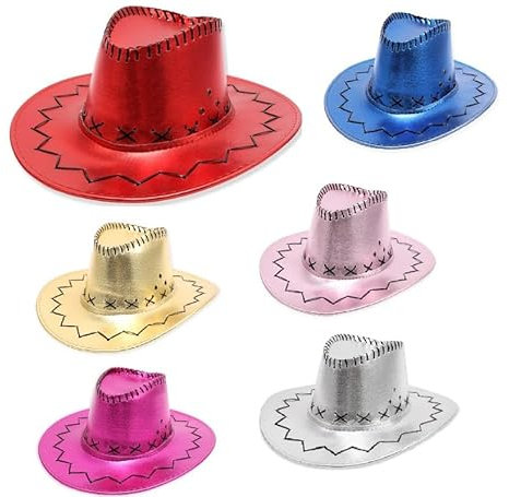 Partilandia Cowboyhut in verschiedenen Metallic-Farben, für Erwachsene (Silber)