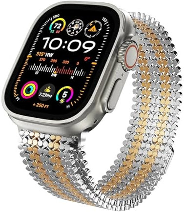 MODBAND Per cinturino Apple Watch Ultra 2 1 49mm 46mm 45mm 44mm 40mm 41mm 42mm cinturino Milanis per cinturini IWatch serie 10 9 8 7 6 5 4 Se braccialetto Correa(Silver rose gold,S10-42mm)