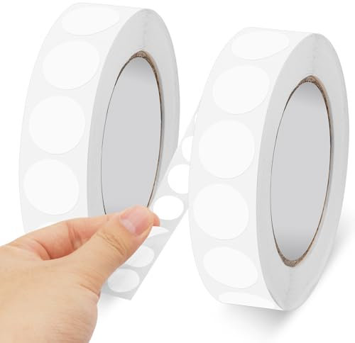 2000 Stück Weiße Runde Aufkleber, Wasserfeste Kreisförmige Aufkleber, 1,3 cm Beschreibbare Blanko Punktaufkleber, für Büro, Einzelhandel, Zuhause, Klassenzimmer und Lager