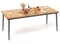 COSTWAY Table de Jardin 200 CM pour 8 Personnes, Table Exterieur en Bois d’Acacia avec Trou de Parasol Dia.5 CM Plateau à Lattes, Pieds en Métal, Mobilier de Jardin Terrasse