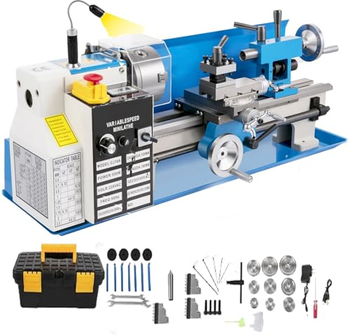 Mini Metal Lathe，Upgraded 7x 14 Metal Lathe Machine, High Precision Mini Benchtop Lathe with LED Screen, 2500 RPM,for Metal Threading Turning Drilling