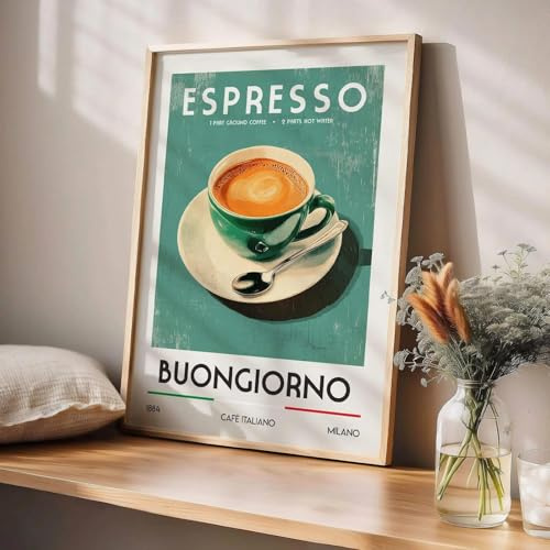 Vintage Kaffee Espresso Buongiorno Poster Drucke Wand Kunst Leinwand Malerei Bild Home Decor 50X70Cm Kein Rahmen
