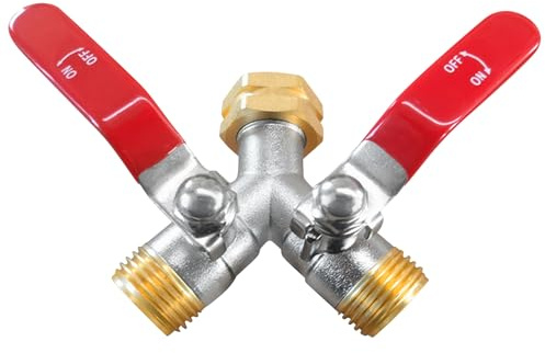 Robinet Double Sortie, Répartiteur D'eau, Répartiteur D'eau 2 Voies 3/4 Avec 2 Robinets D'arrêt Séparés, Distributeur En Y En Laiton,Répartiteur En Y 2 Voies En Laiton Pour Maison, Cour/Jardin
