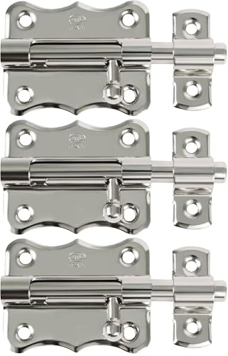 Amig - Cadenas en Laiton | Verrou pour Porte Intérieure et Extérieure | Résistant à la Corrosion | Installation Facile | Serrure Menuiserie Métallique | Nickelé, 40 mm, Acier (Lot de 3)