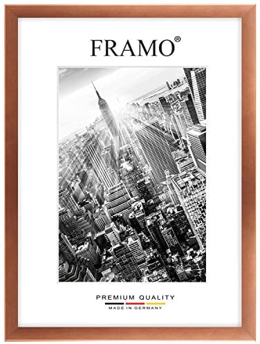 FRAMO Holz Bilderrahmen 60 x 74 cm nach Maß - Kupfer Braun | Größe wählbar | inkl. entspiegeltes Acrylglas | Rahmen für Puzzle | Foto | Poster