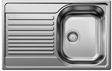 BLANCO TIPO 45 S Compact | Edelstahl | ohne Ablauffernbedienung | [78x50x17,4 cm] | für 45 cm breite Unterschränke | ohne Ablauffernbedienung | Widerstandsfähig gegenüber Kratzern