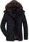 FTCayanz Manteau Homme Hiver Parka Chaud Fourrure Casual Outdoor Blouson Amovible Capuche Noir XS