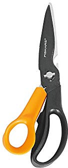 Fiskars Mehrzweckschere mit trennbaren Klingen, Inkl. Schutzhülle mit Scherenschärfer, Länge 23 cm, Titaniumbeschichtung, Rostfreie Stahlklinge/Kunststoff-Griffe, Schwarz/Orange, Cuts + More, 1000809