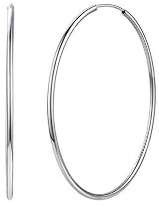 Silvora Groß Ohrringe Creolen Hoop Kreis aus 925 Silber für Damen/Mädchen Creolen Groß Polierte Durchmesser 70mm Runde Kreis Silberfarbe Ohrringe Antiallergische Hoop Earrings
