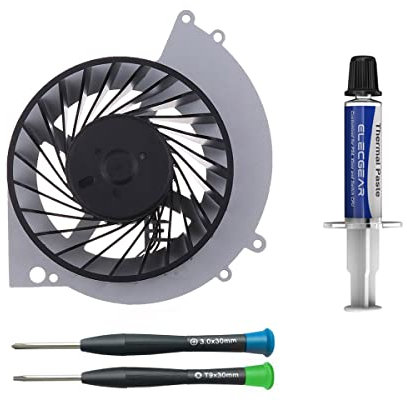 ElecGear Replacement Interne Refroidisseur Ventilateur pour PS4 CUH-1xxx – CPU Ventilateur de Refroidissement Cooling Fan, Pâte Thermique, TR9 PH1 Set de Tournevis pour Playstation 4