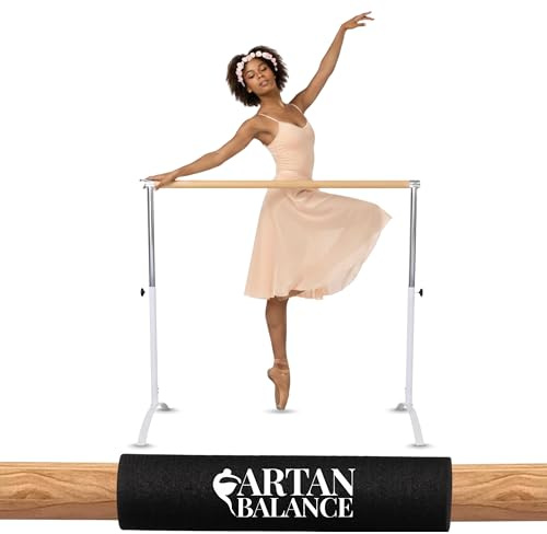 Ballettstange tragbar für Zuhause oder Studio, Premium-Qualität, freistehend, verstellbar für Erwachsene und Kinder, Stretch-Balance, für Training oder Tanz (Einzelbar, weißer Kaffee)