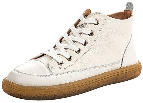 ANUFER Mujer Piel Genuina Cima mas Alta Zapatillas con Cordones Casual Tobillo Botines Blanco SN02956 EU38