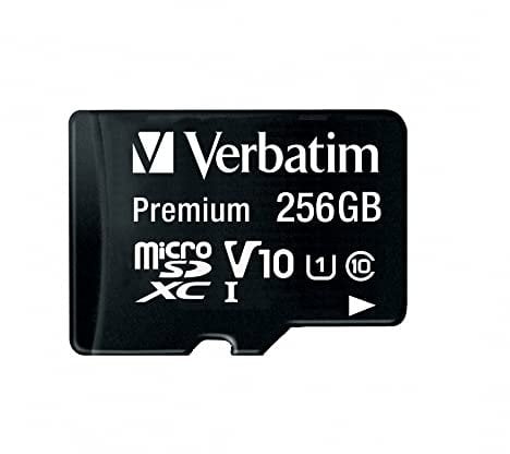 Verbatim Premium Micro SDXC Speicherkarte mit Adapter, 256 GB, Datenspeicher für Foto- und Video-Aufnahmen, Micro SD Karte in schwarz, ideal für Handy, Kamera oder Tablet