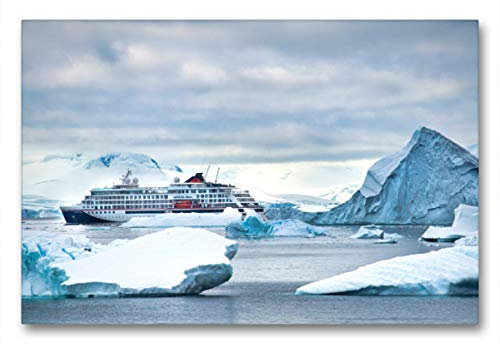 Premium Textil-Leinwand 90 x 60 cm Quer-Format Expeditionsschiff HANSEATIC nature in der Paradies Bucht/Antarktische Halbinsel., Leinwanddruck von Hans-Gerhard Pfaff