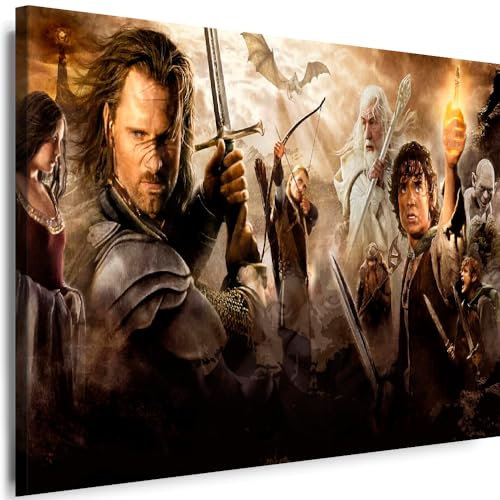 Myartstyle - Bilder Herr der Ringe 80 x 60 cm Leinwandbilder Xxl - 1 Teilige Wandbilder Film Popular Movies Kunstdrucke w-P-2053-57