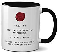 WillowGifts Taskmaster Mug TV Show Challenege Tasks Funny Comedian Comedy Humour Entertain Ceramic Handle Idea Heavy Duty Handle Dishwasher and Microwave Safe (Black Handle)