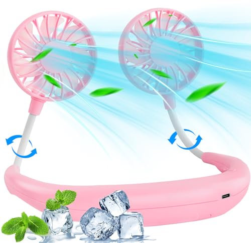BOSONER Nackenventilator, Tragbarer Hals Ventilator Neck Fan, 3 Geschwindigkeiten, USB Ventilator Mini Ventilator mit 360° Luftstrom, Akku Ventilator Klein für Reisen, Sport, Büro, Picknick, Camping