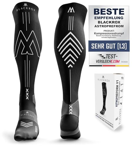 BLACKROX Kompressionsstrümpfe Sport Astropreform Kompressionssocken Vergleichssieger Sportkompressionsstrumpf Laufstrümpfe Fussball Damen Herren Lang Compressions Socks