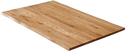 SAM Tischplatte 180x90 cm Seattle, Eichenholz massiv, stilvolle Baumkanten-Platte, Unikat aus Wildeiche