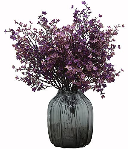 JAKY-Global 6 flores artificiales secas de seda, gisófila, decoración para bodas, ramos, casas, jardín, fiestas (lila otoñal)
