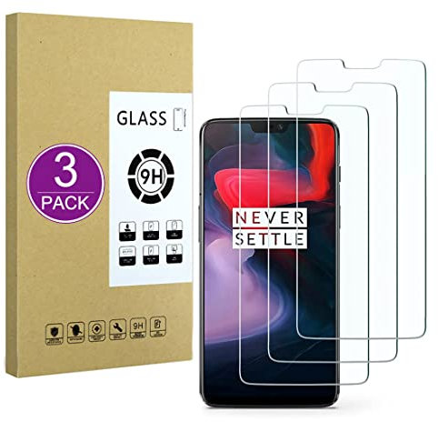 E-Hamii [3 Stück] Gehärtetes Glas,Kompatibel mit OnePlus 6,9H Displayschutzfolie[Kratzfest,Hochauflösend,Blasenfrei]2.5D Double Defense Für OnePlus 6