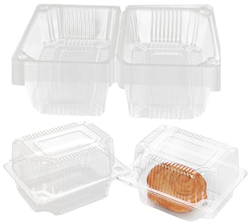 100 recipientes de plástico con bisagras, recipientes de plástico para alimentos, contenedor cuadrado para llevar, recipientes desechables para postre para hamburguesas, sándwiches, pasteles