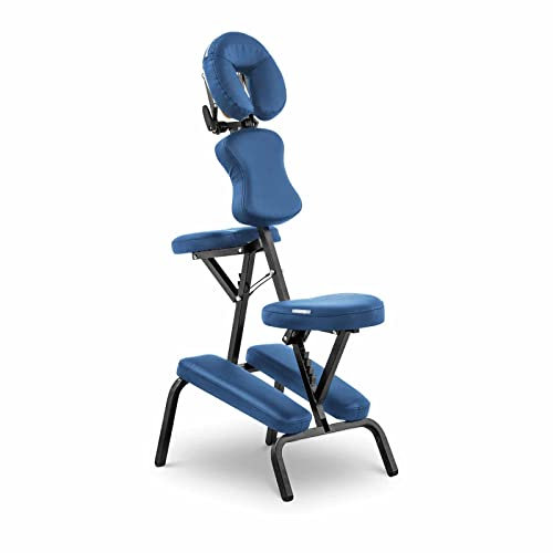 physa wellness & lifestyle Montpellier Blue Chaise De Massage Assis Pliante Transportable Professionnelle (Cadre : Acier, Revêtement : PVC, Capacité : 130 kg, Sac Compris)