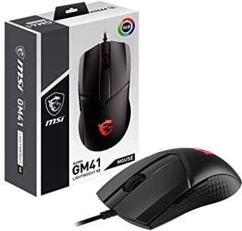 MSI CLUTCH GM41 LIGHTWEIGHT V2 Gaming Mouse 'RGB, fino a 16000 DPI, bassa latenza, 65g, Frixion Free Cable, design simmetrico, OMRON Switches, NVIDIA REFLEX, MSI Center