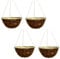 30cm 1Pc Dark Brown Wicker Hanging Basket Lined Rattan Willow Planter With Liner Metal Chain